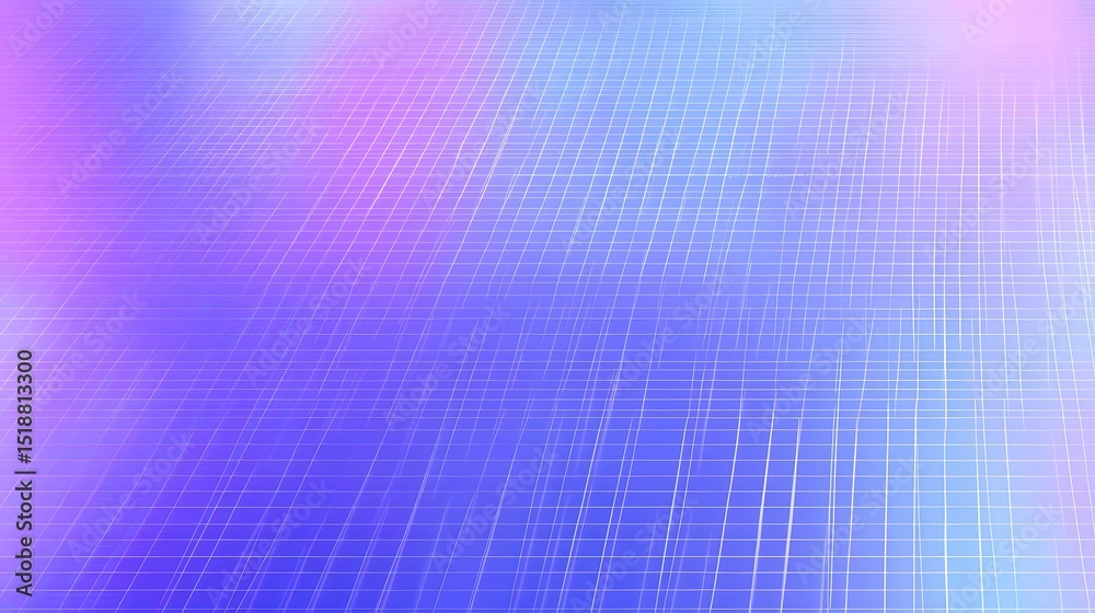Poster vibrant gradient digital surface in shimmering shades of purple and blue featuring a light grid text