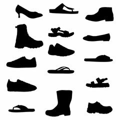 silhouette of a collection of shoe and sandal models