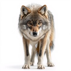 Fototapeta premium Majestic Wolf in Wildlife Habitat. A Powerful Portrait of Nature's Feral Predator