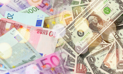 Abstract background illustration of euro and dollar money