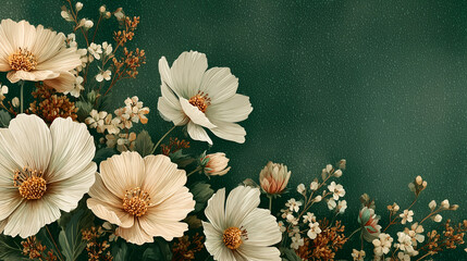Modern Botanical Floral Background with White Flowers for Home Decor and Lifestyle