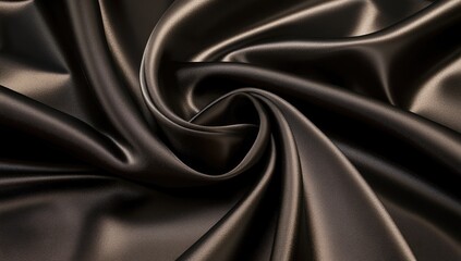 Obraz premium Deep brown satin fabric draped in swirling folds