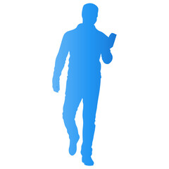 Silhouette of Person Reading a Book. Vector Gradient Art