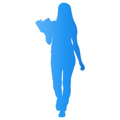 Silhouette of Person Reading a Book. Vector Gradient Art