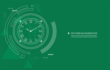 Vector technology wallpaper.analog clock.luxury watch background concept.
