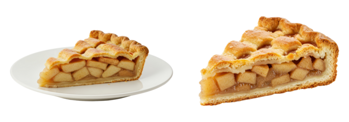 Apple pie on the white plate isolated background