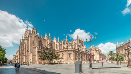 Seville Cathedral and Giralda Tower timelapse hyperlapse, Spain