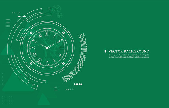 Vector technology wallpaper.analog clock.luxury watch background concept.