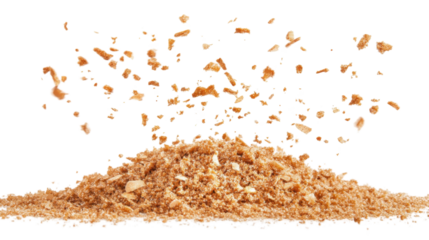 Pile of golden wheat grains isolated on white background