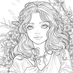 Fototapeta premium Portrait of a girl with floral headband.