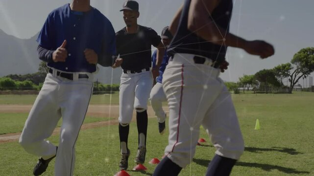 Coach whistle signaling drill with athletes high-knee stepping over red cones improving footwork