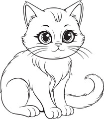Obraz premium Fun and Sweet Cat Design Coloring Sketch Book
