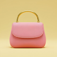 Pink Handbag: Luxury Designer Purse with Gold Bamboo Handle - Elegant Women's Accessory