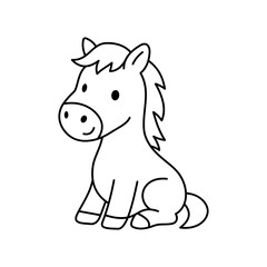Cute cartoon Horse coloring book illustration vector design templates simple and modern concept