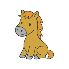 Cute cartoon Horse coloring book illustration vector design templates simple and modern concept
