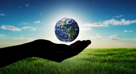 Protecting Our Planet A Hand Holding the Earth, Symbol of Environmental Care