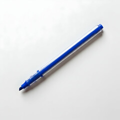 Close-up of a Blue Ballpoint Pen on White Background