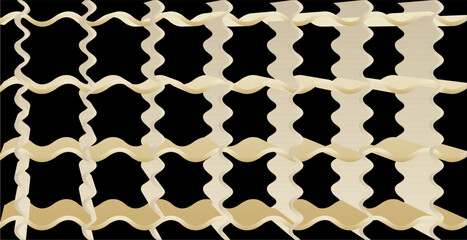 abstract curved lines repeating in golden brown on a black background