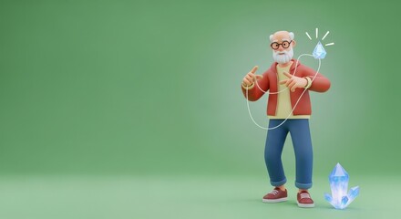 3D Character Boy Wearing Hazmat Suit Holding Test Tube