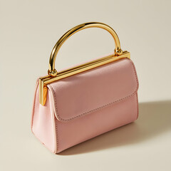 Pink Leather Handbag with Gold Accents: Elegant Mini Bag