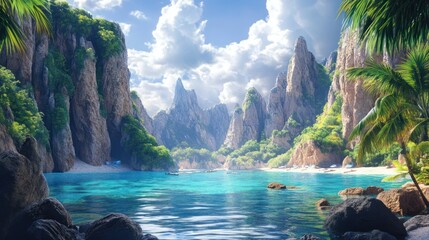Serene Tropical Cove: A Hidden Paradise in the Pacific