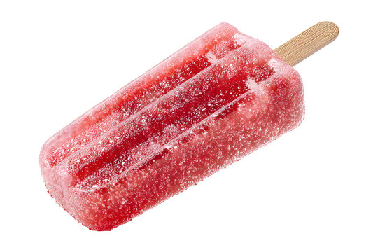 Refreshing frozen treat: A close-up of a delicious red popsicle on transparent Background