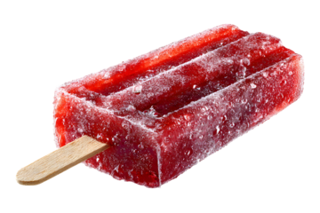 Delicious red popsicle, fruity frozen treat, refreshment on a transparent Background