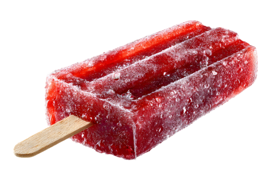 Delicious red popsicle, fruity frozen treat, refreshment on a transparent Background