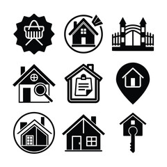 Fototapeta premium Real Estate and Business Solid Icon Set