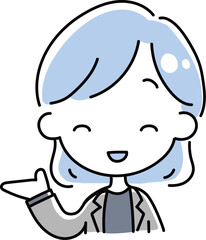 案内するスーツ姿の女性.eps
