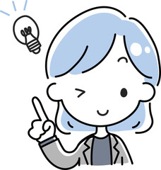 アイデアをひらめくスーツ姿の女性.eps