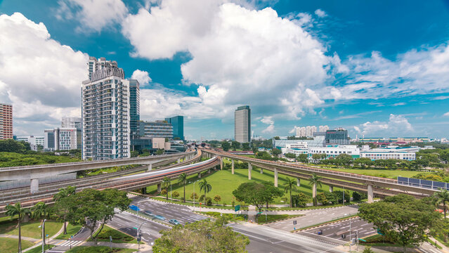 Jurong East Interchange metro station aerial timelapse, one of the major integrated public transportation hub in Singapore