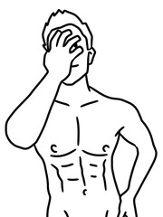 black and white cartoon of cute cartoon man coloring book page