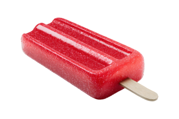 Refreshing red popsicle on a stick isolated against a stark transparent Background