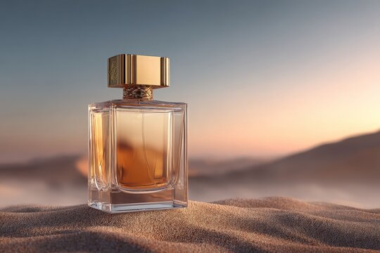 A luxury bottle elegant and minimalist Arabian perfume