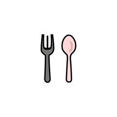 Spoon and Fork Icon – Flat Dining Utensils Symbol