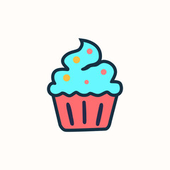 Cupcake Icon – Flat Baked Sweet Dessert Illustration