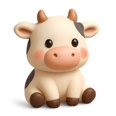 Adorable Kawaii Cartoon Cow – Cute 3D Animal Character for Kids & Designs