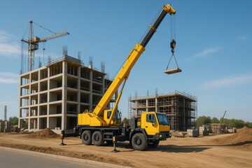 Mobile crane at the construction site.