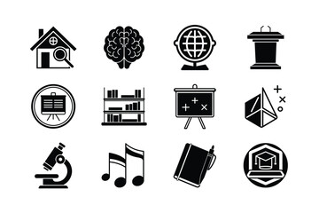 Education and School Solid Icon Set