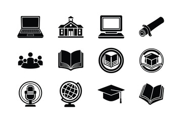 Education and School Solid Icon Set