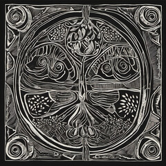 Charcoal Linocut Artwork for Graphic Resources