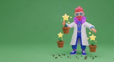 3D Character Merlin the Wizard with Crystal Ball