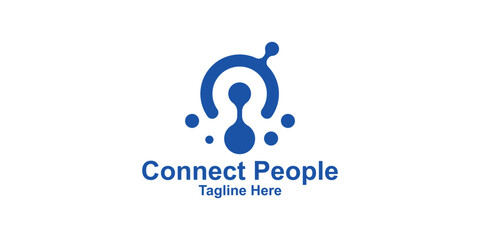 logo design combination people and connect tech,modern,symbol,creative,idea.
