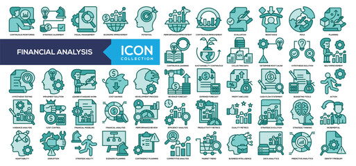 Financial Analysis Solid Icon Collection