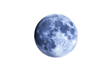 Large blue moon in the sky, isolated