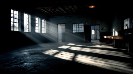 Empty industrial space sunlight