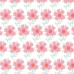 Seamless Cute Pink Flower Blossom Background Pattern 