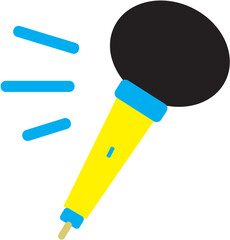 Dynamic Microphone Illustration  Vibrant Yellow and Blue Design
