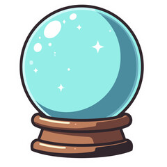 Illustration of a magic crystal ball used for fortune telling against black background